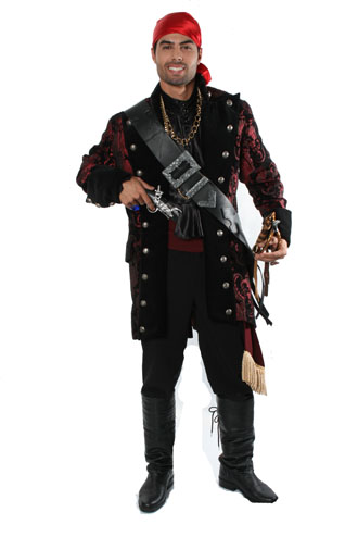 Fantasia Masculina Capitão Pirata Luxo Festa Halloween Carnaval